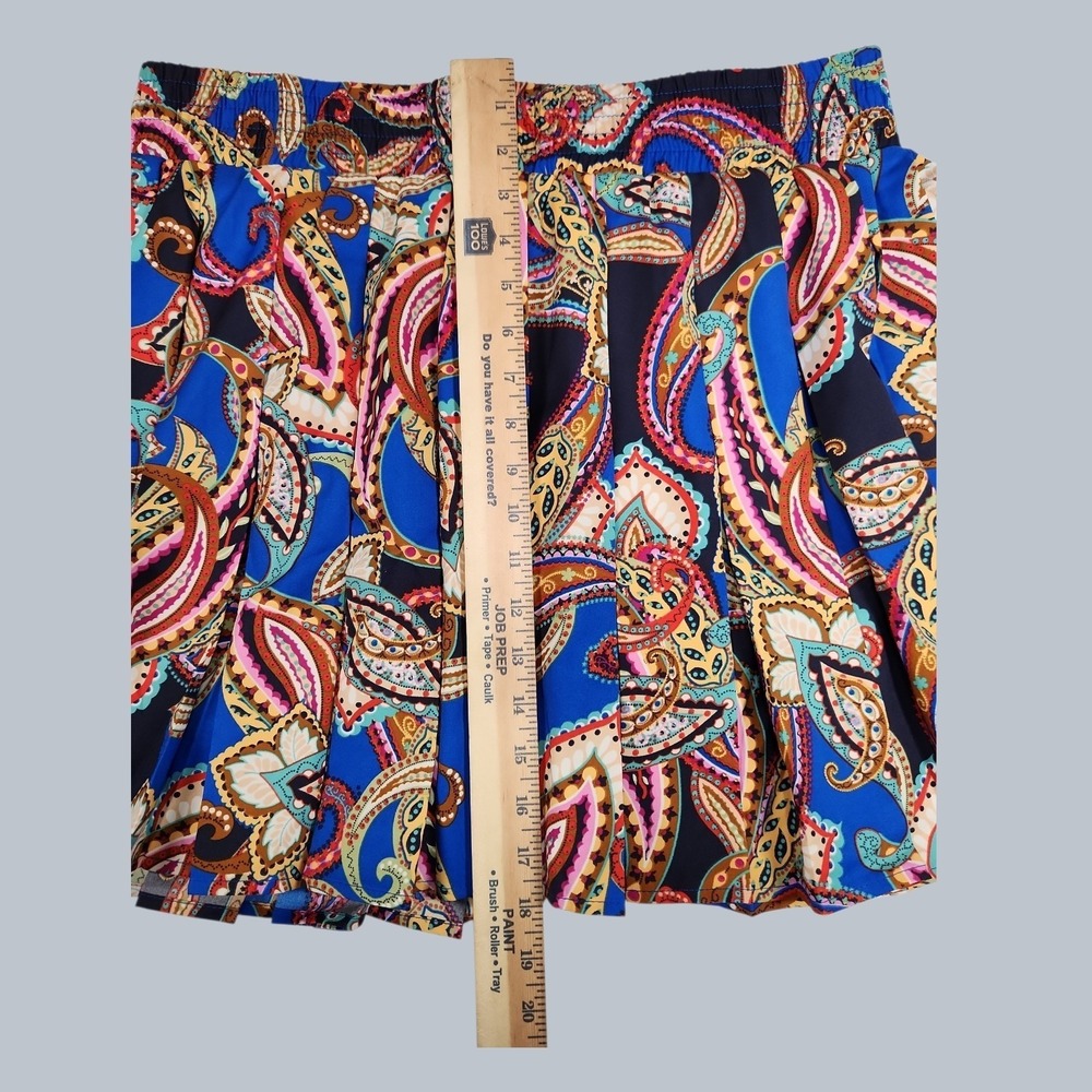 G by Giuliana Rancic Paisley Pleated Mini Skort XL Boho Elastic Waist - Picture 3 of 7
